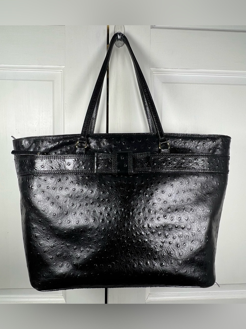 Kate Spade Harmony Valencia Road Ostrich-Texture Leather Tote Black